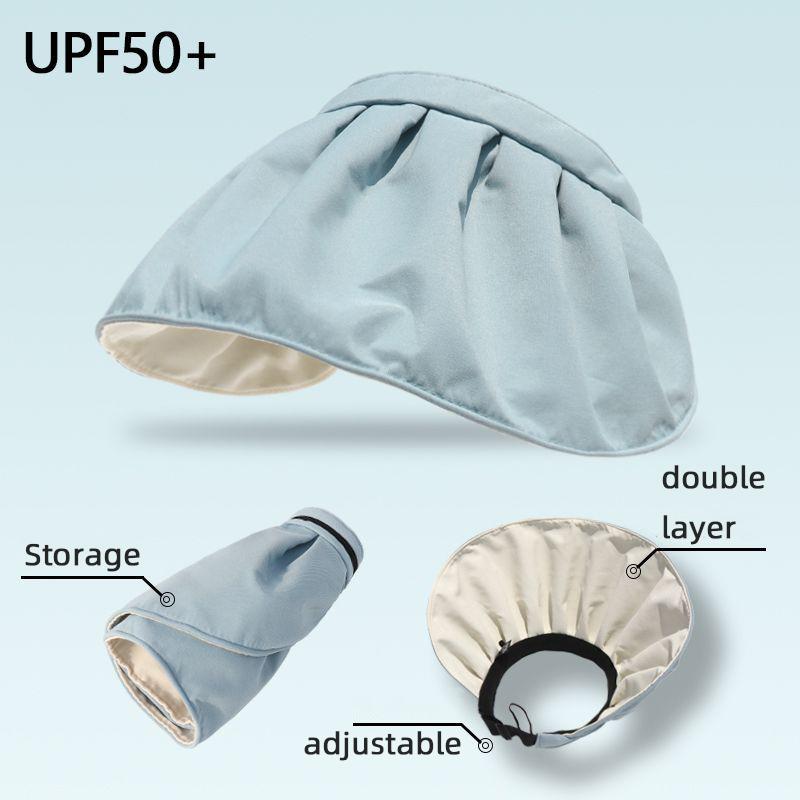 

Large Brim Summer Sun Hats for Women Empty Top Beach UV Protection Caps Foldable Lady Girl Outdoor Sunshade Hats Adjustable