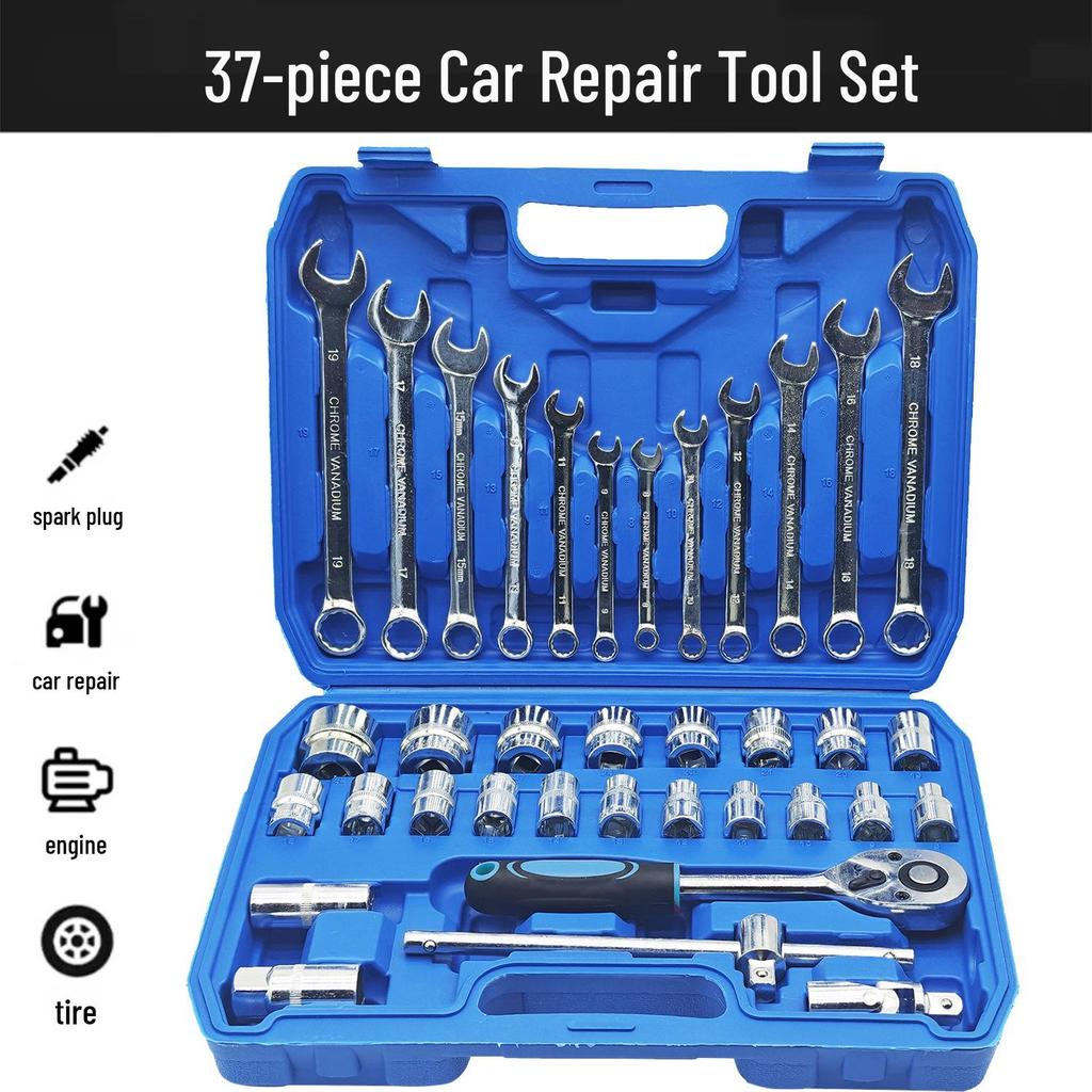 46-Piece Ratchet and Socket Wrench Set for Car and Motorcycle Repair