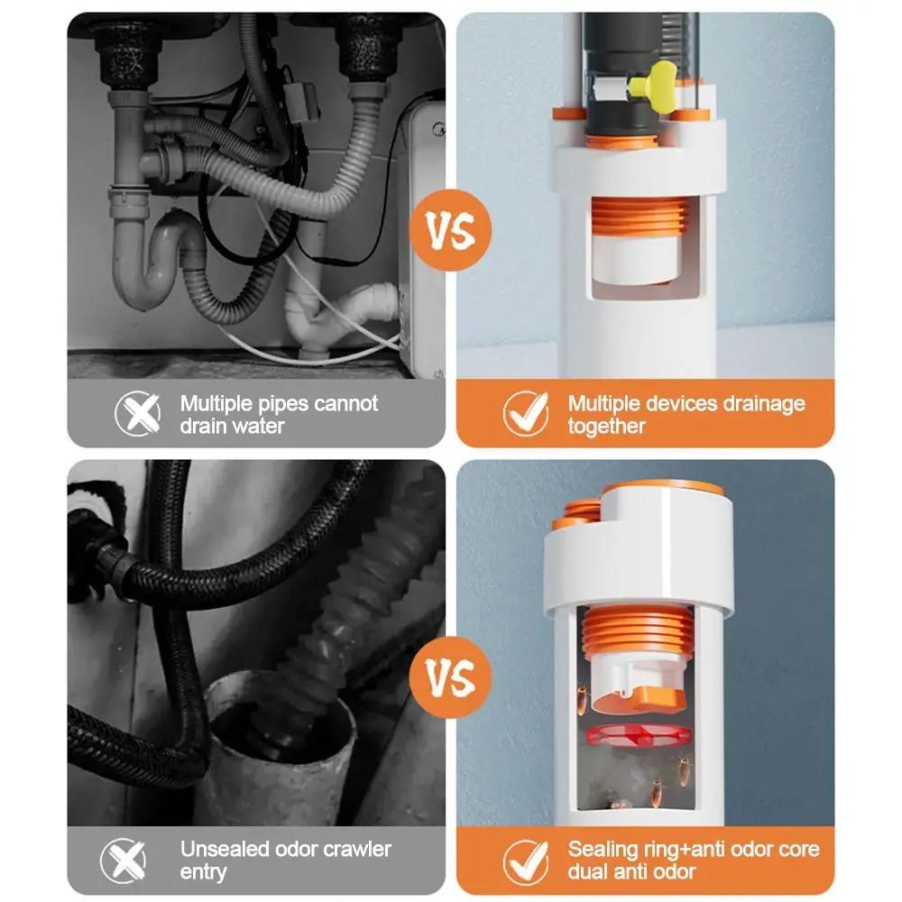 Anti Odor Sink Drain Pipe Adapter Sealing Ring Neat Dishwasher Water Pipe Connector Universal Multifunctional