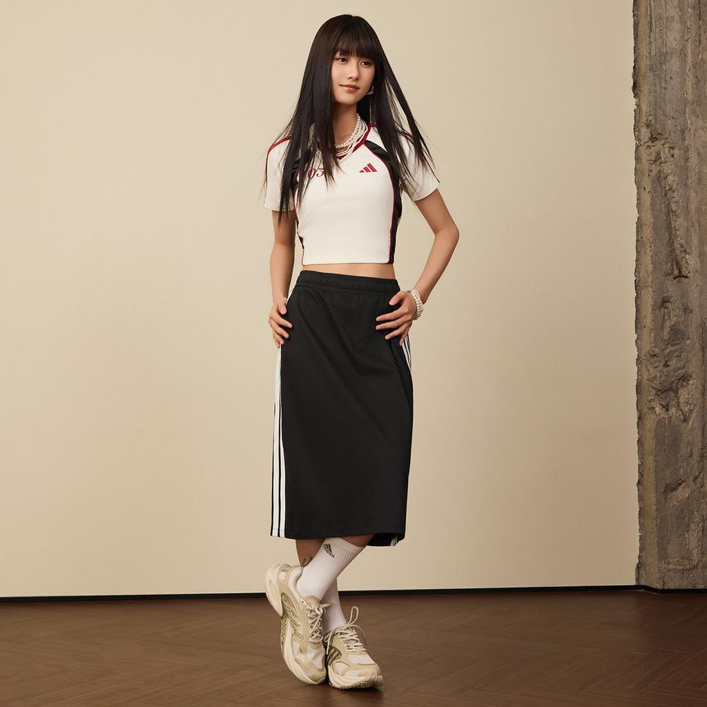 Adidas Knit Long Skirts Women's Black Mid Length