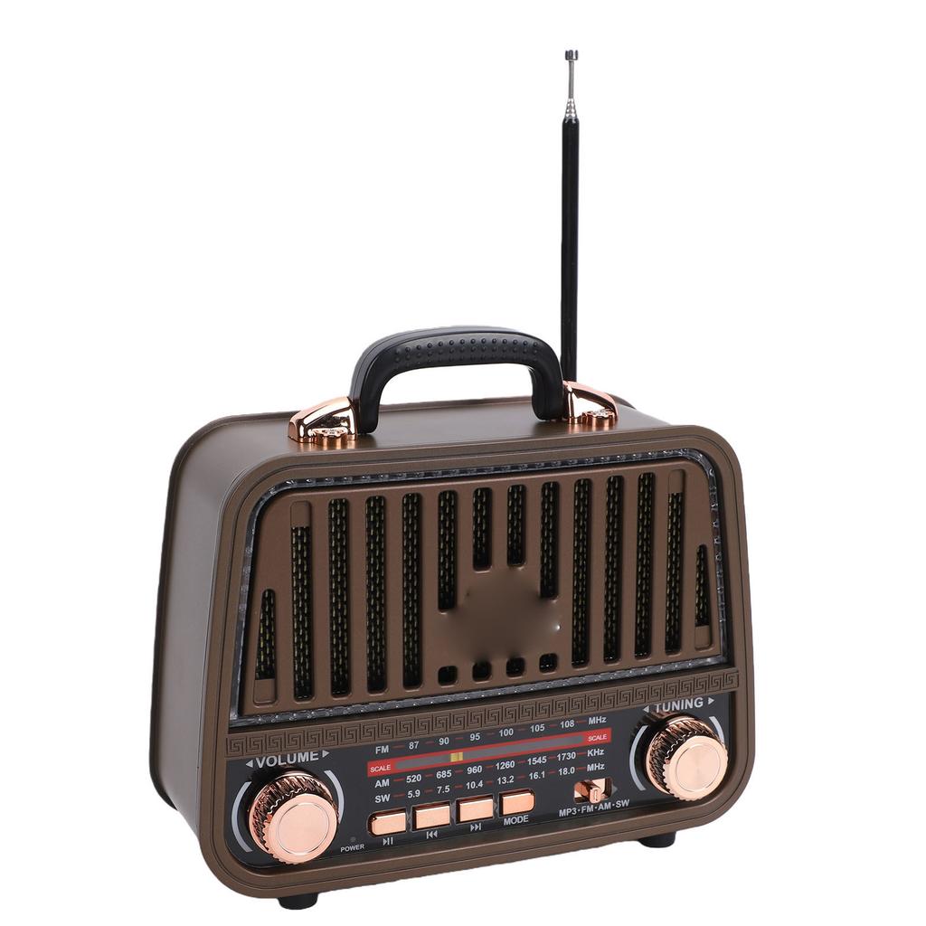 Retro Bluetooth Speaker AM FM SW Radio Rechargeable Vintage Wireless Speaker with Telescopic Antenna