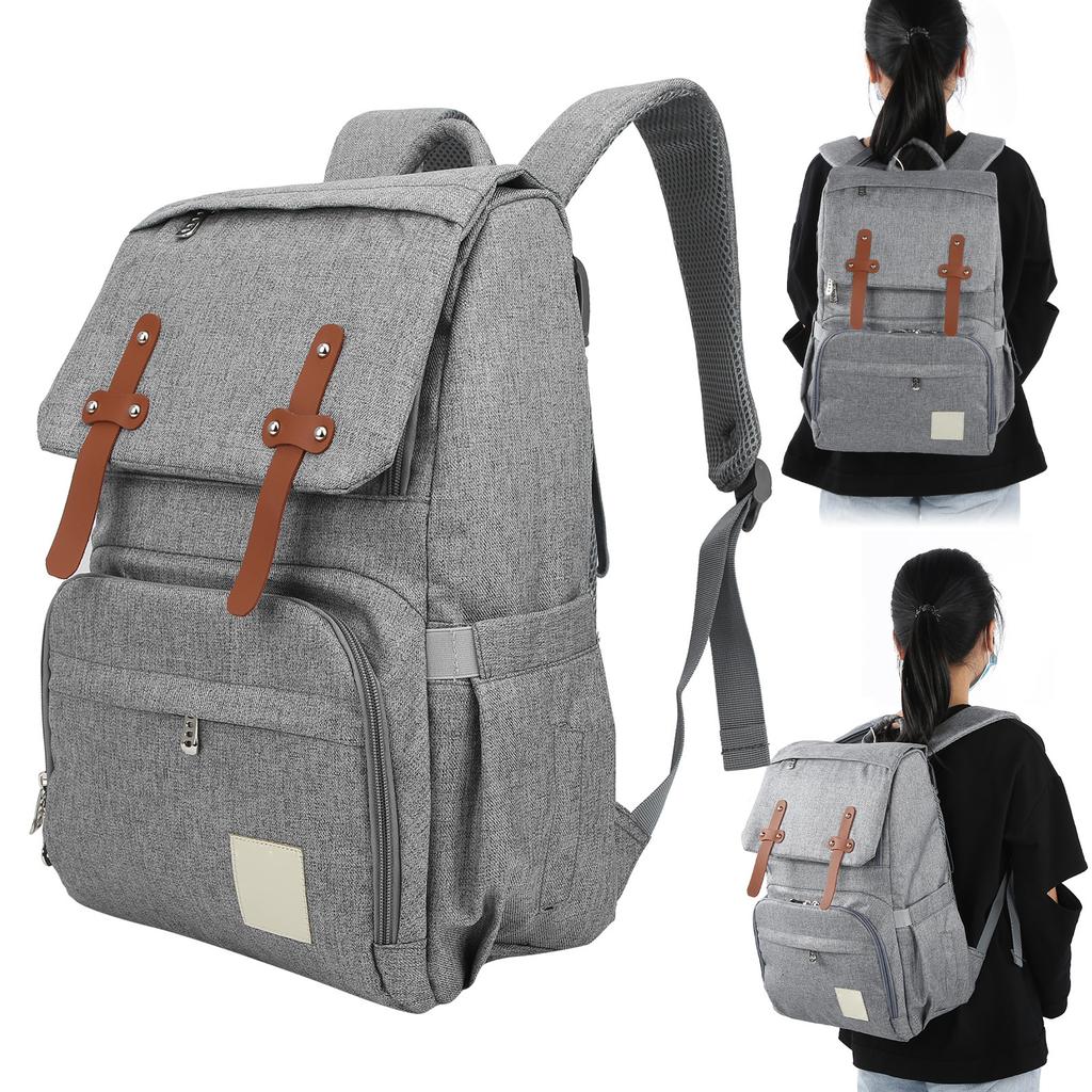 Mommy Bakcpack Waterproof Maternity Nappy Bag Large Capacity Stroller Hanging BagGray