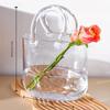 Vază de Sticlă Chic în Formă de Geantă de Mână cu Mâner - Vază Transparentă Multifuncțională pentru Flori pentru Hidroponie și Decor Acasă