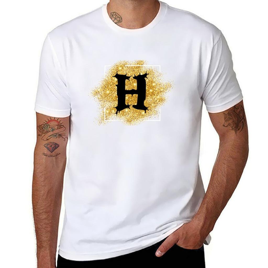 Glitter H Tshirt Lightweight Print Tshirt