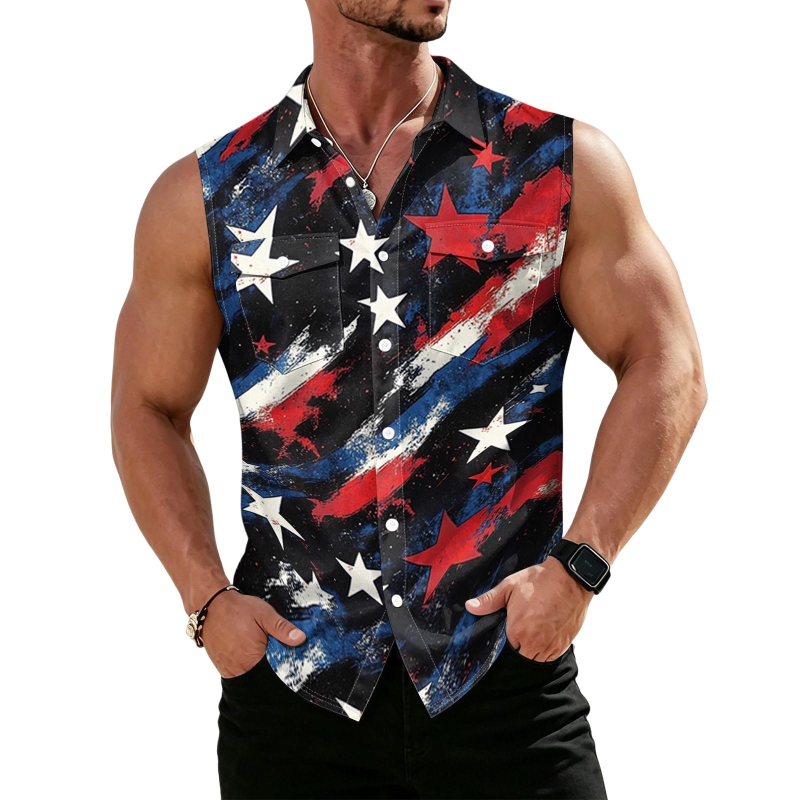 

Men s Sleeveless Button Down Shirt Lightweight Workwear Vest Casual Collar Shirt for Summer Outdoor Activities and Daily Wear XL