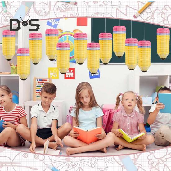 Crayon Hanging Paper Lanterns Party Decoration Welcome Back To School Classroom Decoration for First Day of School Party Supplies