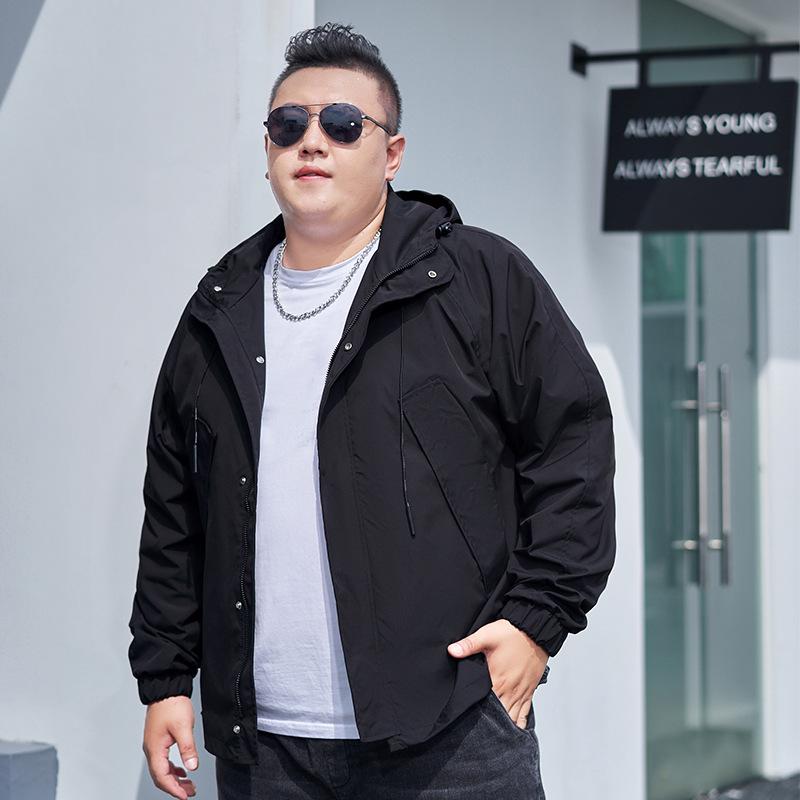 Men's Plus Size Trendy Hooded Windbreaker Jacket - American Workwear Outdoor Casual Mountaineering Apparel