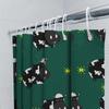 Adorable Farm Animal Shower Curtain Set Black Sheep Pattern Green Background With White Patches For Bathroom Decor