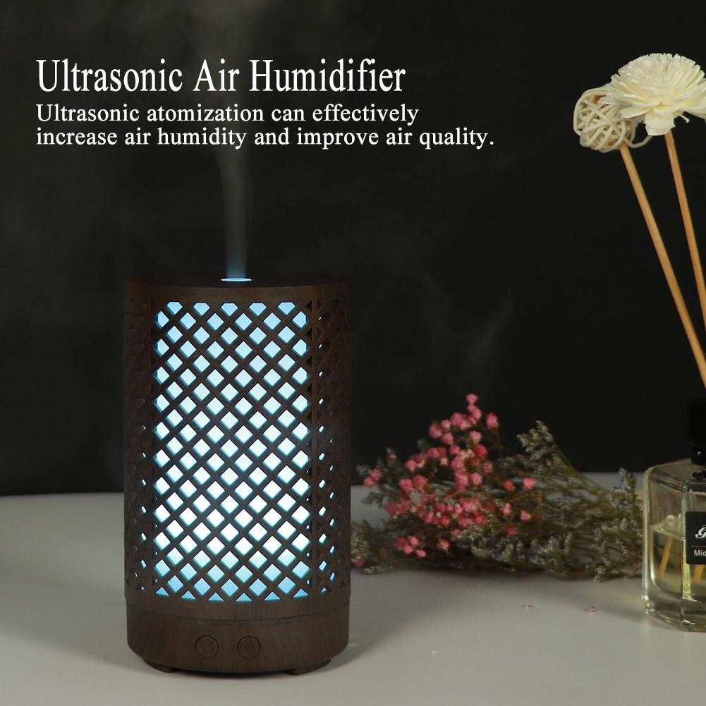 120ml Household Hollow Ultrasonic Air Humidifier Aroma Diffuser with Colorful Night Light