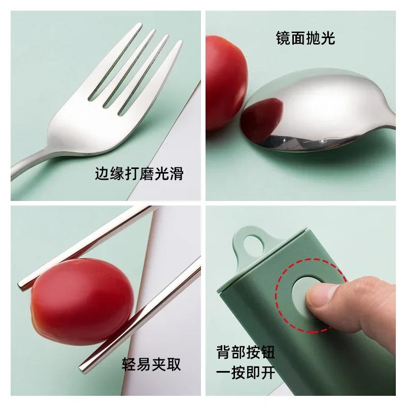 Portable Cutlery Sets With Case, 3pcs/Set Eco Friendly Dish Kitchen Accessories, Gold Knife Fork Spoon, Silverware Sets