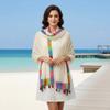 Rainbow-Border Summer Shawl Tasseled Beach Wrap Neck Wrap Sunscreen Sarong  Fashionistas