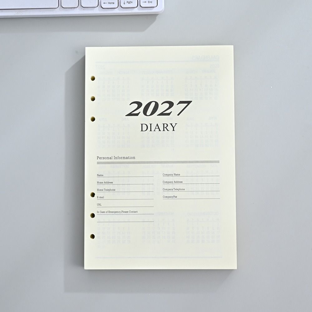 Páginas de Recambio para Agenda Diaria A5 Carpeta de Anillas Cuaderno de Recambio Organizador de Horario Mensual Semanal Diario