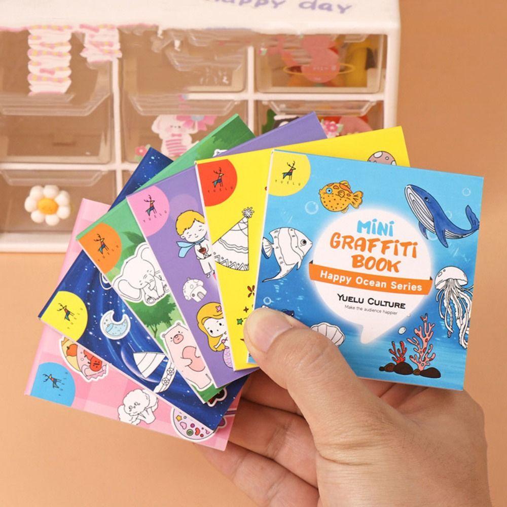 50 Sheets Cartoon Paper Coloring Book Multi Theme Graffiti Doodles Book Animal Food Montessori Drawing Toys Christmas