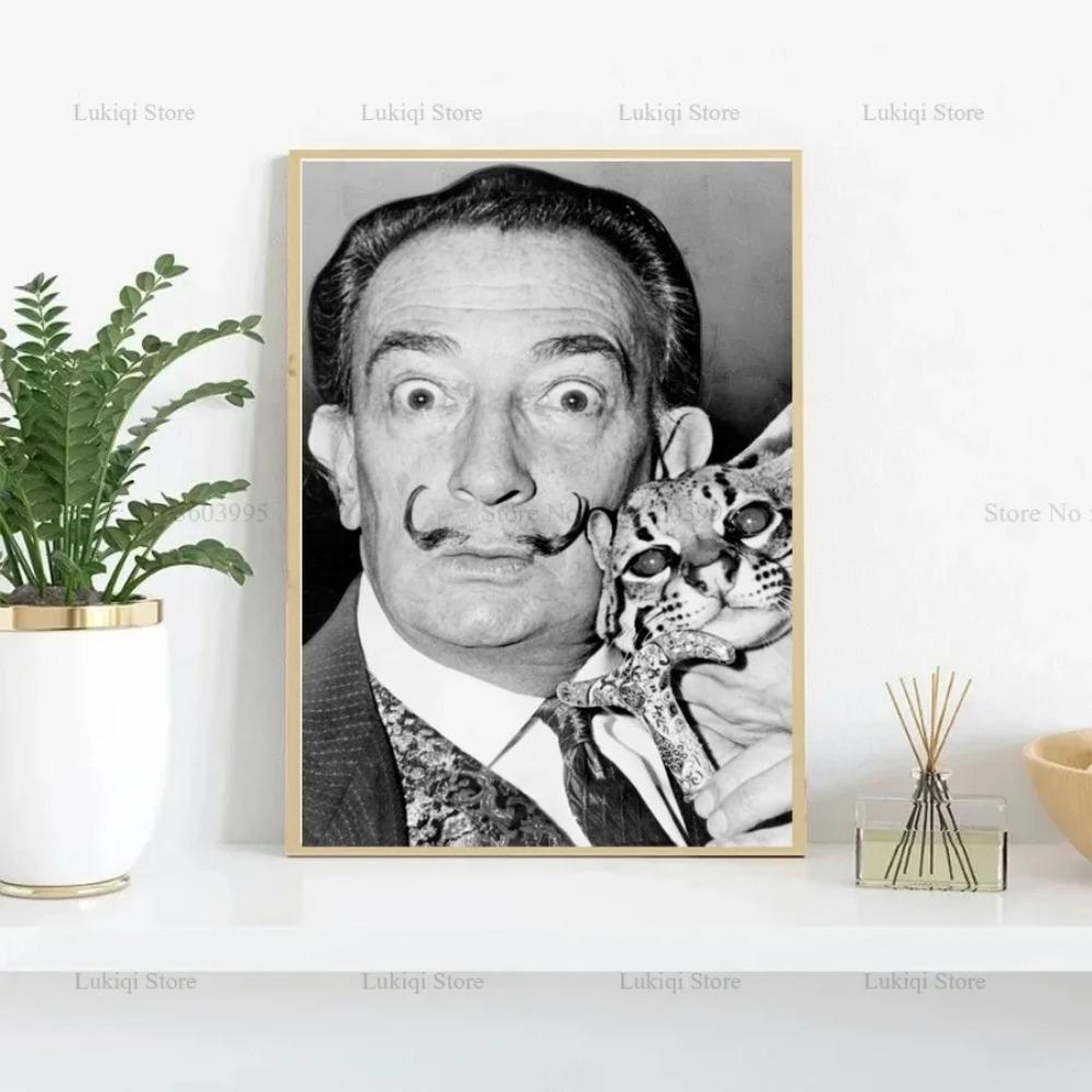 Poster Imprimeuri Portret Alb Negru Salvador Dali Fierbinte Cadouri Artist Pop Pictură pe Pânză Artă de Perete Imagine Living Decor Acasă