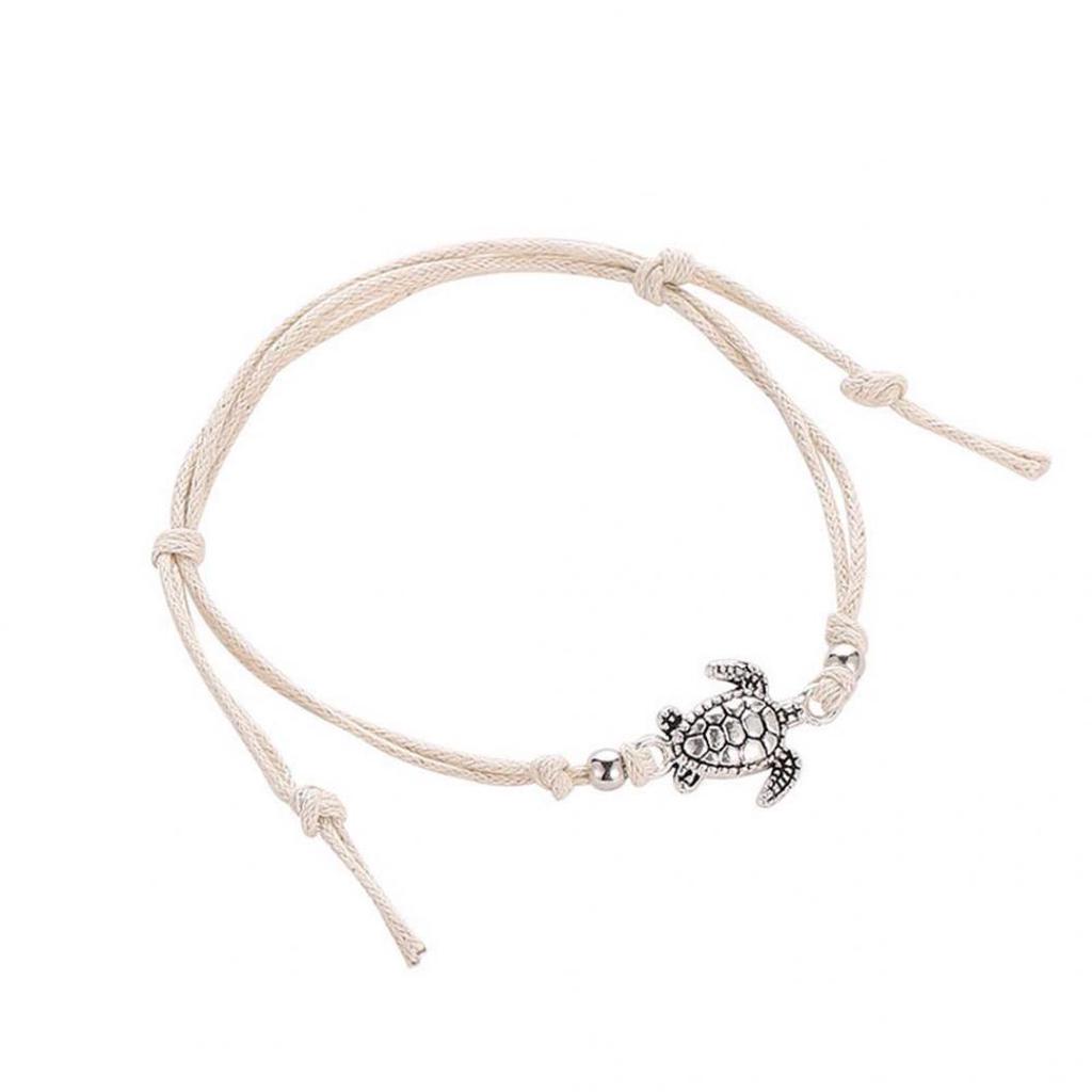 Vintage Turtle Charm Handmade Woven Ankle Bracelet Anklet Women Beach Jewelry