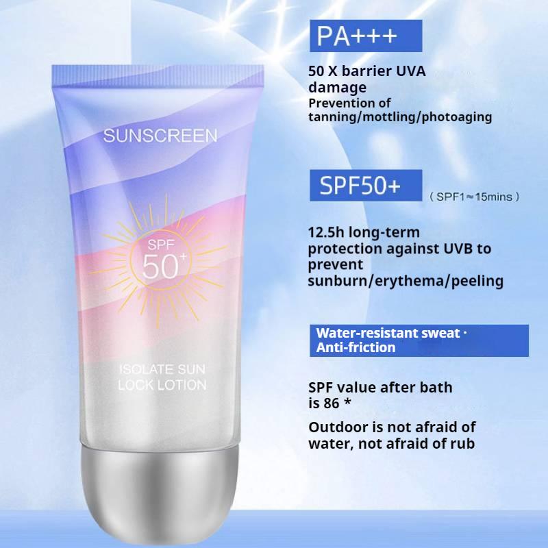 Solkrem Lotion SPF50+PA+++ For Ansikt Kropp, Vanntett og UV-beskyttelse Isolasjon og beskyttelse Frisk pustende Solblokkeringskrem 50g