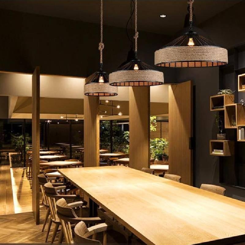 Vintage American Country Rope Pendant Light For Rustic Dining Room And Cafe Decor