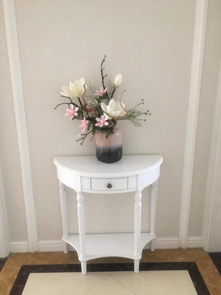 European Solid Wood Console Cabinet, Long Hallway Table, Semicircular New Chinese Style