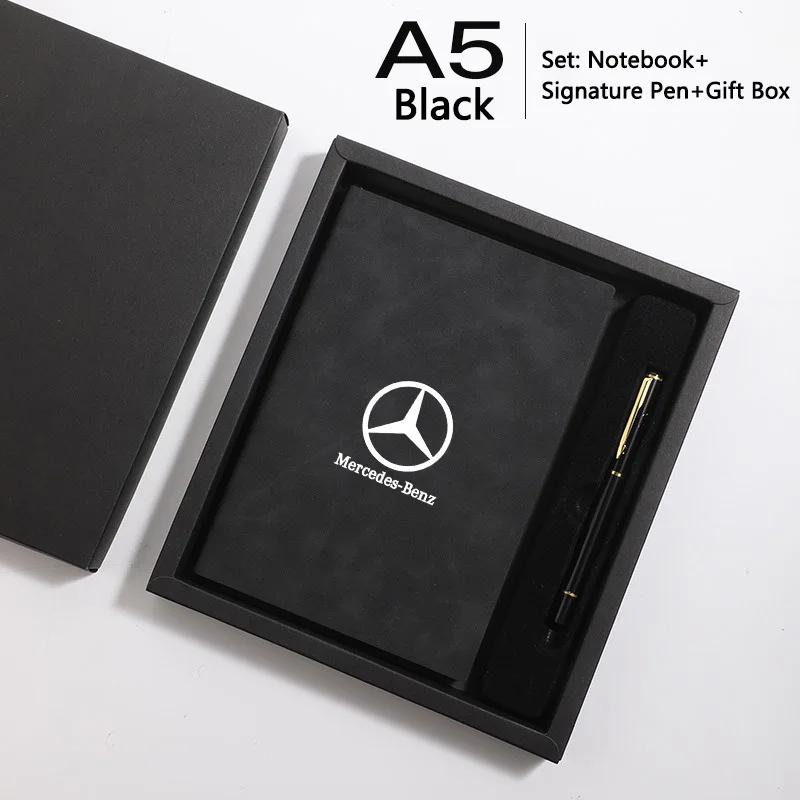

GLC GLB Подарочный набор: Блокнот + Ручка с подписью Индивидуальный подарок для Mercedes Benz W203 W204 W205 W176 W16 W177 W247 Аксессуар с логотипом автомобиля чёрный