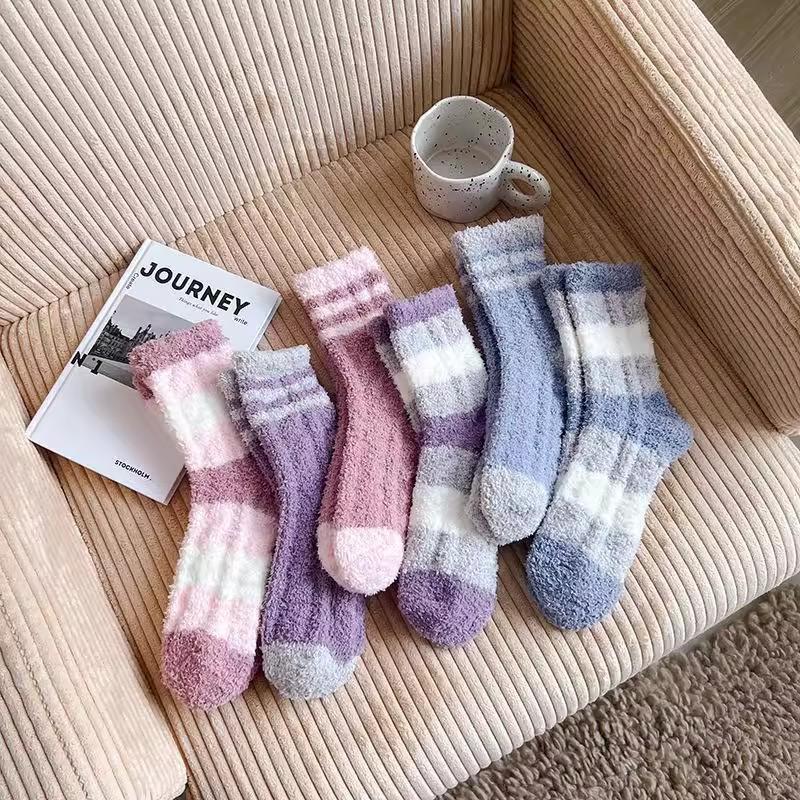 

Женские носки до середины икры из кораллового флиса - Утолщенные для тепла, Идеальны для осени и зимы