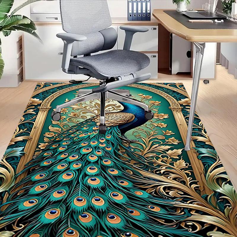 1PC peacock, floral Extra Large Non Slip Floor carpet, Office, family, Studio Large Area Rug Indoor Rugs, Bold Statement Piece