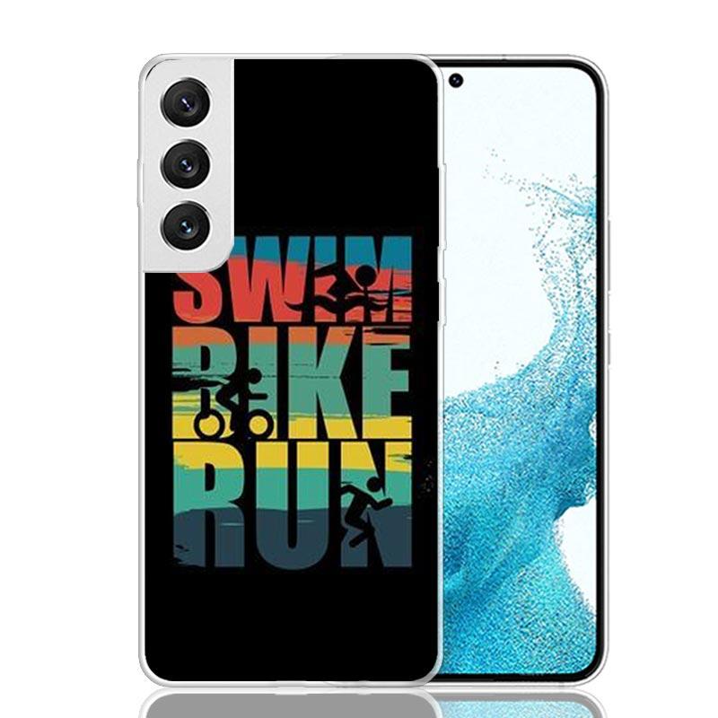 Triathlon Schwimmen Radfahren Laufen Handyhülle Für Samsung Galaxy S26 Ultra S23 S24 S25 Edge S20 FE S21 S22 Plus Weiche Druckschalenabdeckung Fund