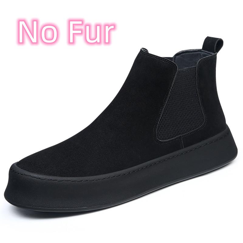 

Модные роскошные удобные туфли для безопасности, мужские ботинки челси на открытом воздухе, кожаные модные туфли для ходьбы, мужские новые зимние плюшевые ботинки для снега 38