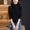 Middle Aged Mom Base Sweater for Autumn and Winter Half High Collar Sweater for Women