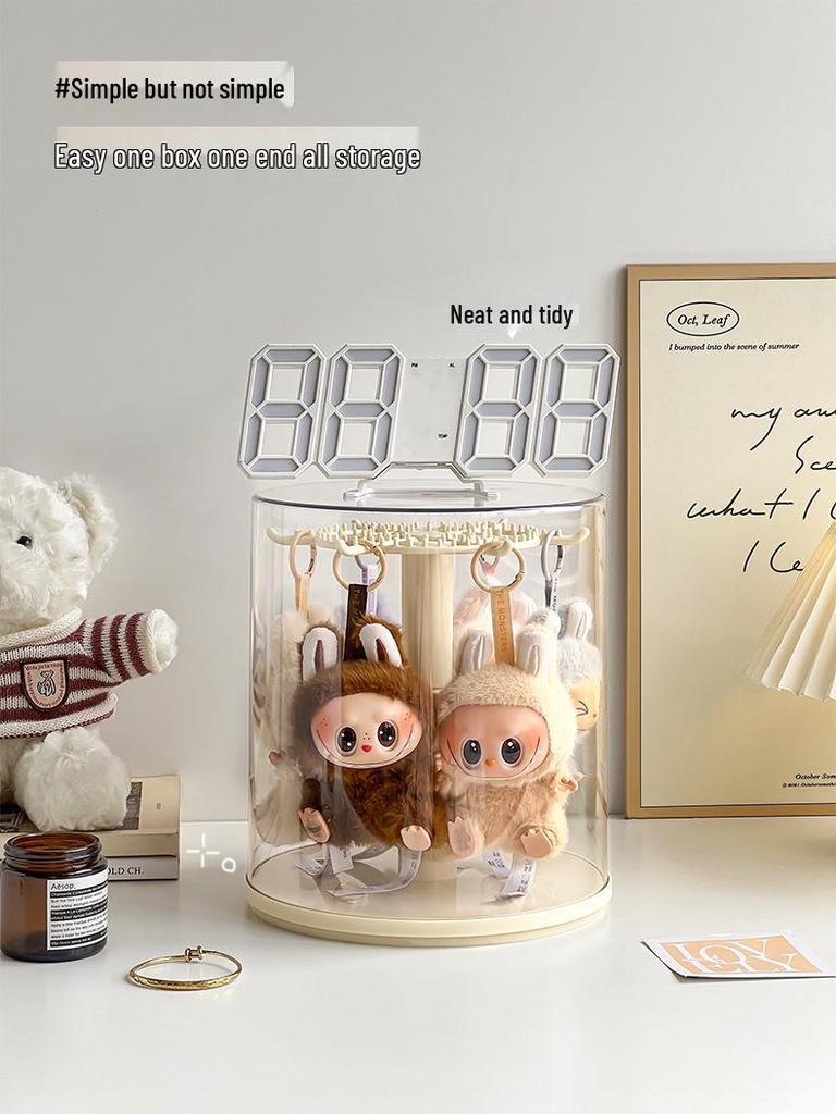 Rotating Labubu Plush Figurine Display Box and Stand