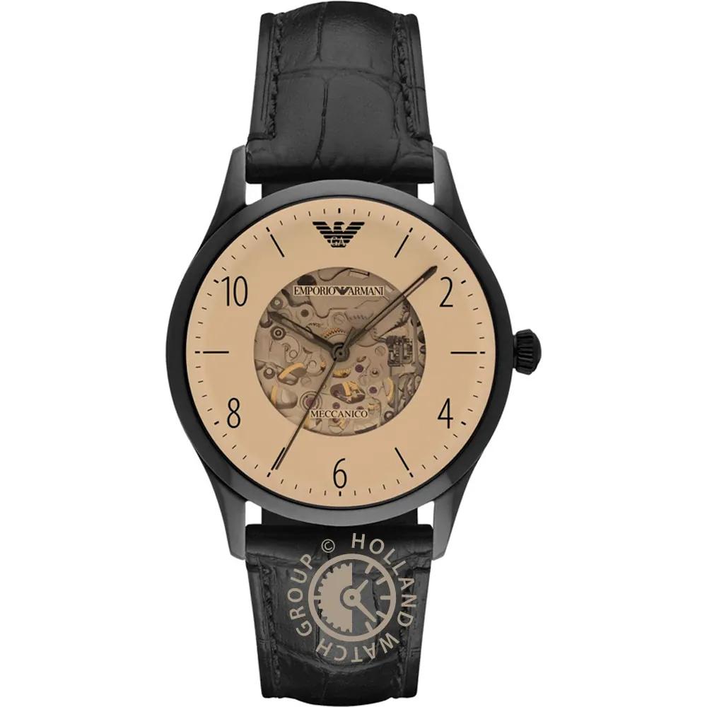 

Emporio Armani Beta Large Brown Black Leather Men s Mechanical Automatic AR1923 коричневый