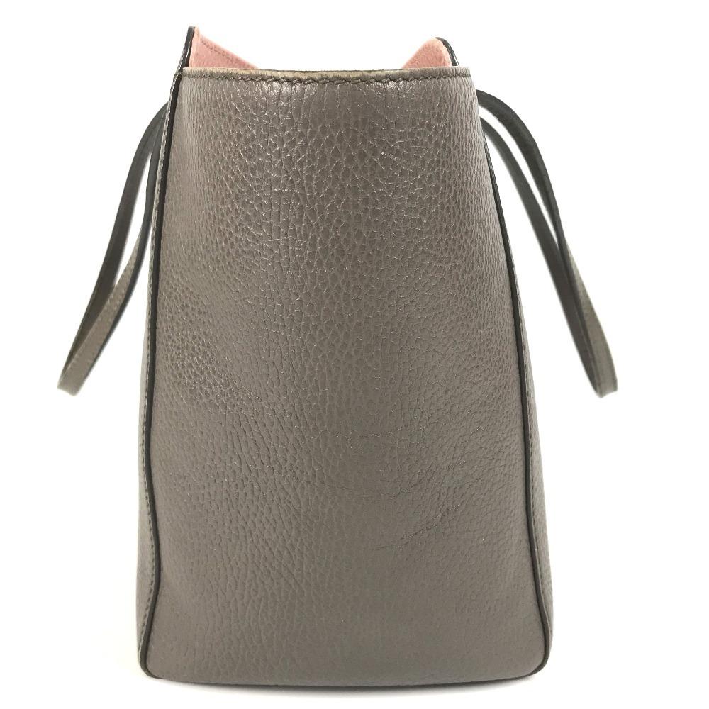 GUCCI 354408 Bicolor Logo swing Bag Tote Bag Shoulder Bag Leather gray/pink