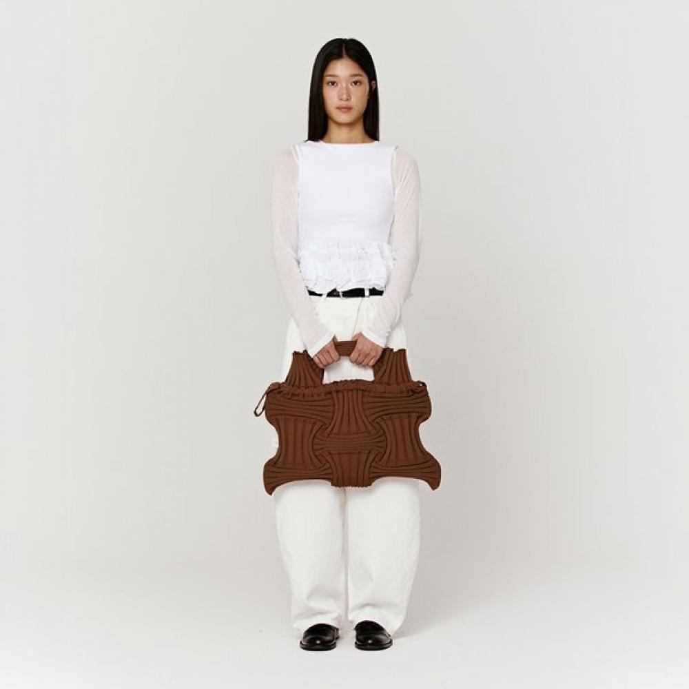 Pleatsmama Big Bow Bag Camel