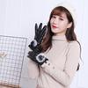 New Winter Women's Warm Touch Screen Leather Gloves Cycling Electric Car Hairball Pu Leather Thickened Velvet Gloves