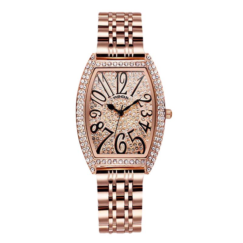 Women s Fashion Diamond-Studded Square Quartz Watch with Steel Band