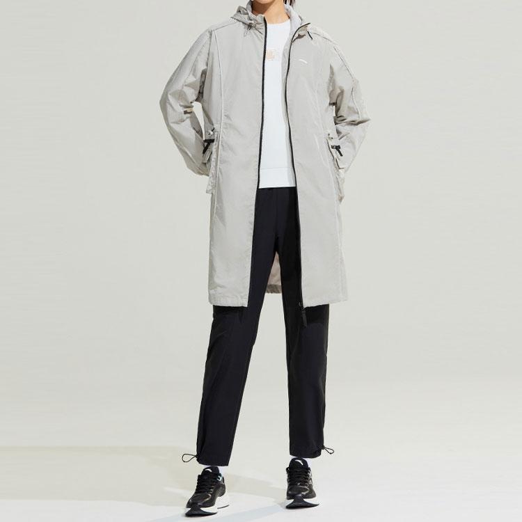Anta Comprehensive Training Series Logo Print Hooded Windbreaker Women Outerwear Galactic-Gray 162317613-1