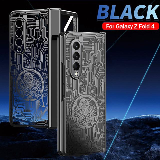 

Чехлы на петлях с покрытием для Samsung Galaxy Z Fold 4, чехол с прозрачным механизмом, передняя стеклянная крышка с легендой для Z Fold4, 5 г, капа For Samsung Z Fold 4 чёрный