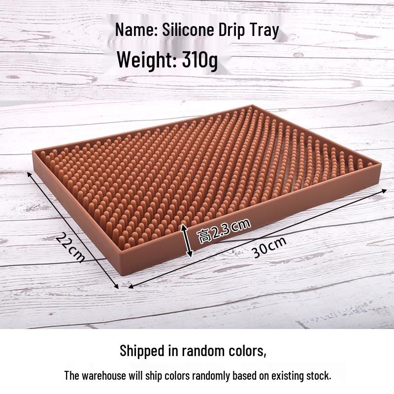 Heat-Resistant Rectangular Silicone Draining Mat for Tableware and Glasses