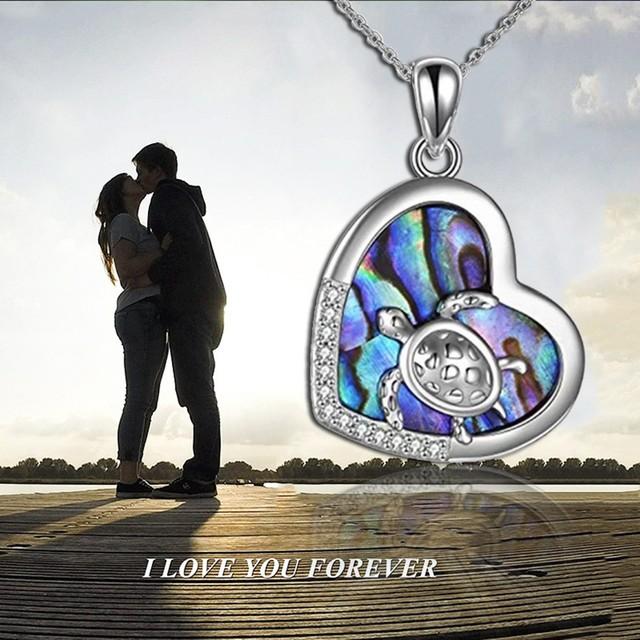 

Ожерелье с морской черепахой из стерлингового серебра с сердечком любви, ожерелье с подвеской в виде черепахи, ювелирные изделия в виде черепахи, подарки, ожерелья для женщин