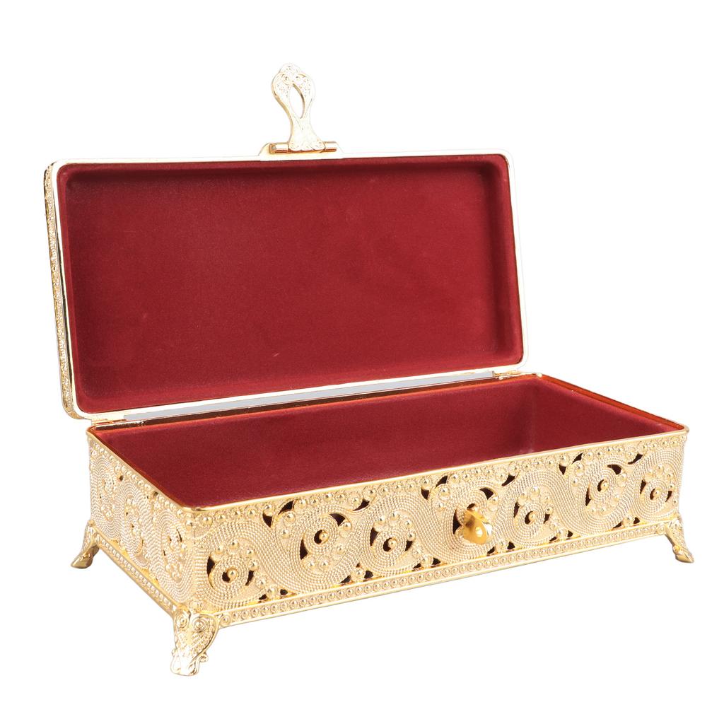 Vintage Metal Jewelry Box Soft Rust Rectangular Trinket Box for Girl Women Necklace Rrings Rings