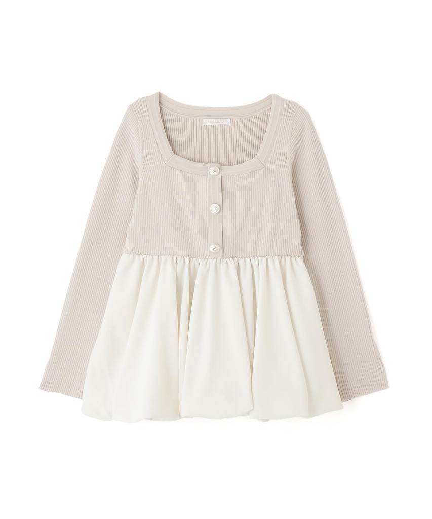 Proportion Body Dressing Balloon Rib Knit Sweater in Beige and Ecru Women's