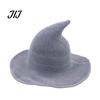 Witch Hat for Halloween Women Pointed Hat, Foldable Wide Brim Knitted Cap, Masquerade Party Prop Cosplay Autumn Winter, Themed Costume Accessory