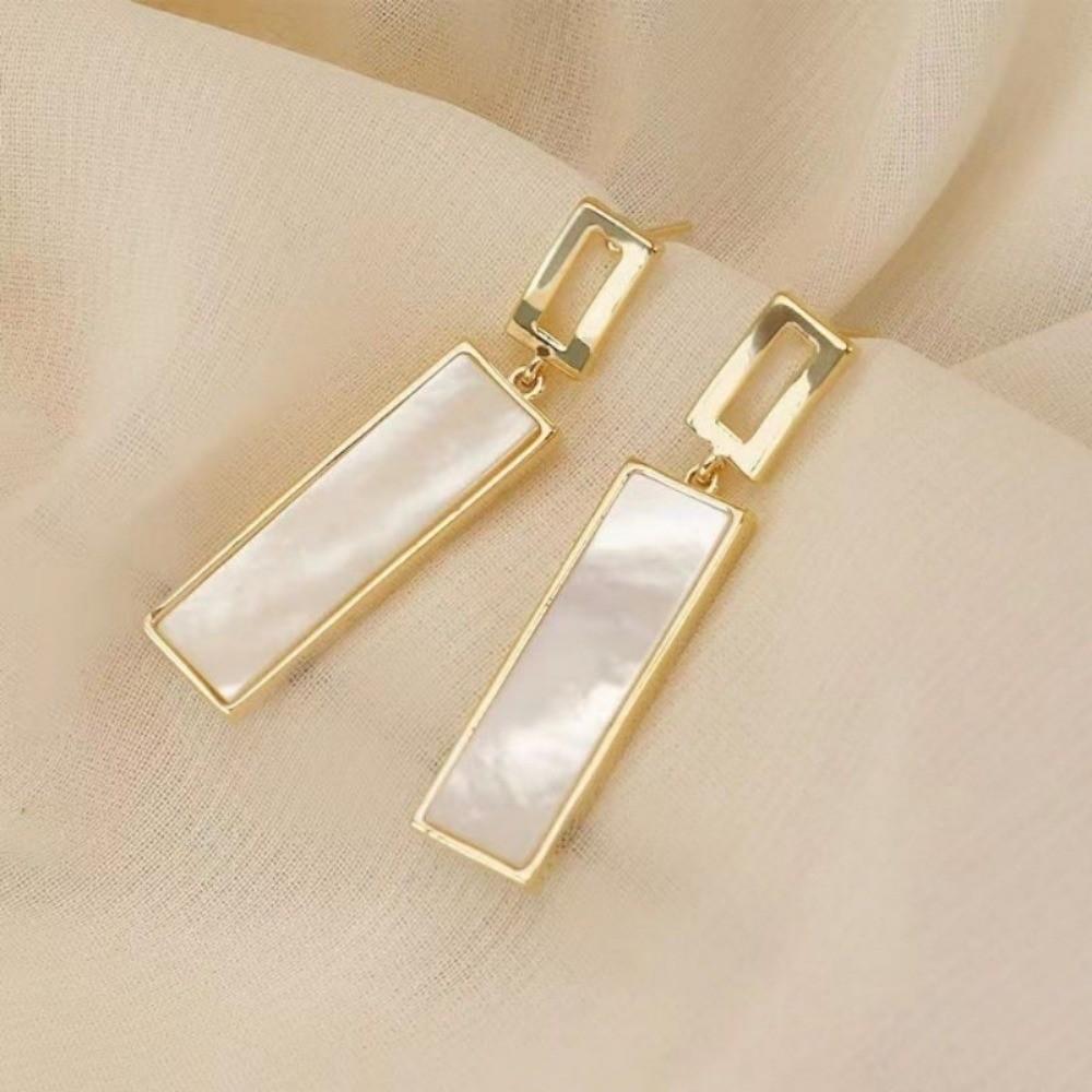 Pinkdudu Simple Geometric Square Zinc Alloy Earrings Shell Trendy Black Drop Earrings Women Jewelry PD2260