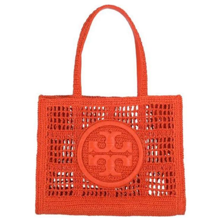 

Tory Burch Ella Double T Embroidered Handcrafted Crochet Tote Bag Women tote bags Orange 158040-627 Basic Set (Bag+Dust Bag)