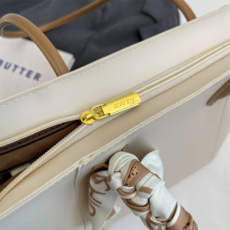 Large capacity silk scarf bag women's new niche design trend tote bag simple shoulder handbag