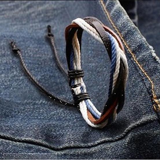 Unisex punk mode smycken charm konstläder armband flätad rep armring