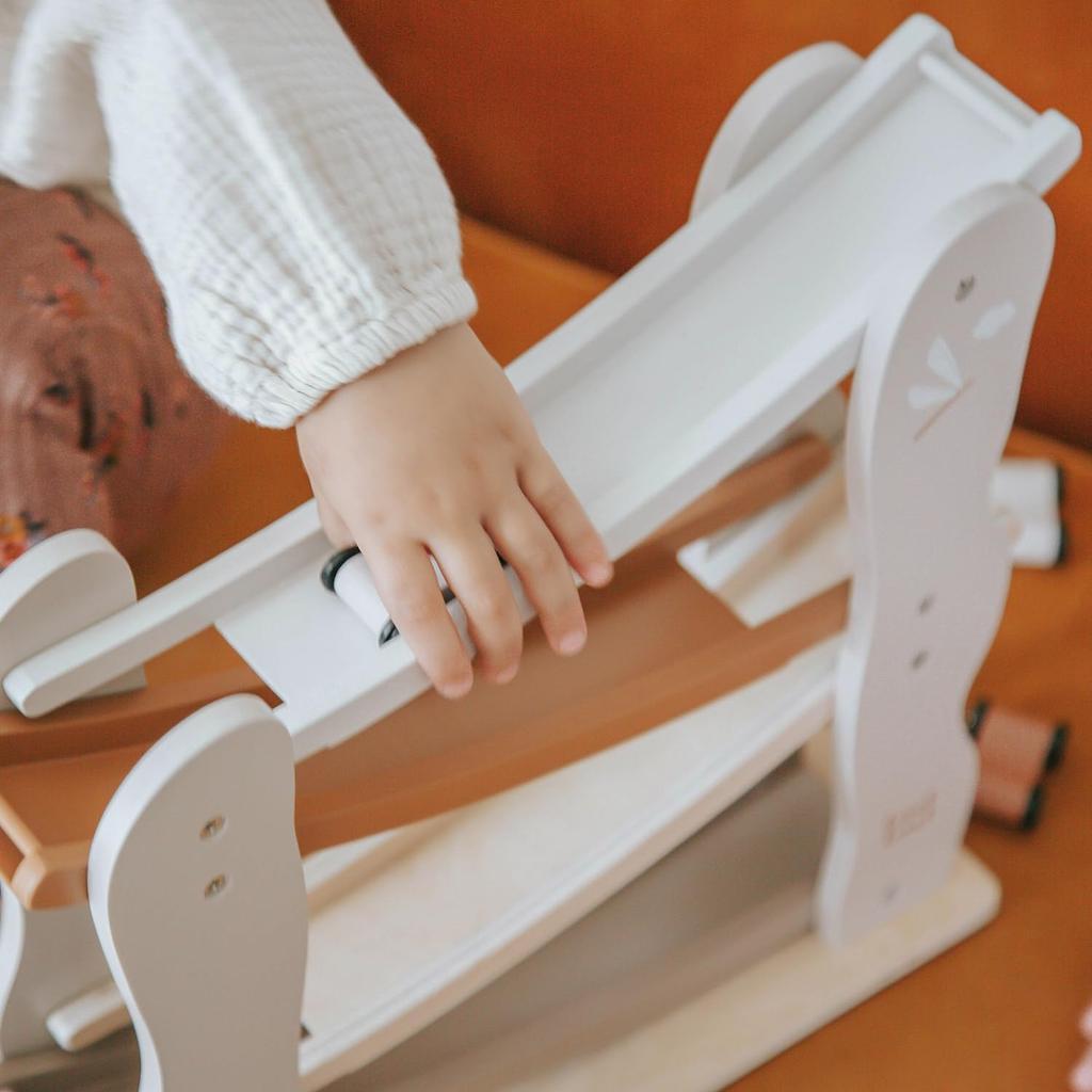 Edute Slope Toy: Cars slide down a slope, fostering concentration and predictive skills. LabelLabel Car Slider Wooden Car Toy for 1-2 year olds, Birth