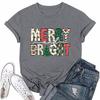 Women's Fashion Casual Christmas Printed Short Sleeve Loose Round Neck Pullover Top