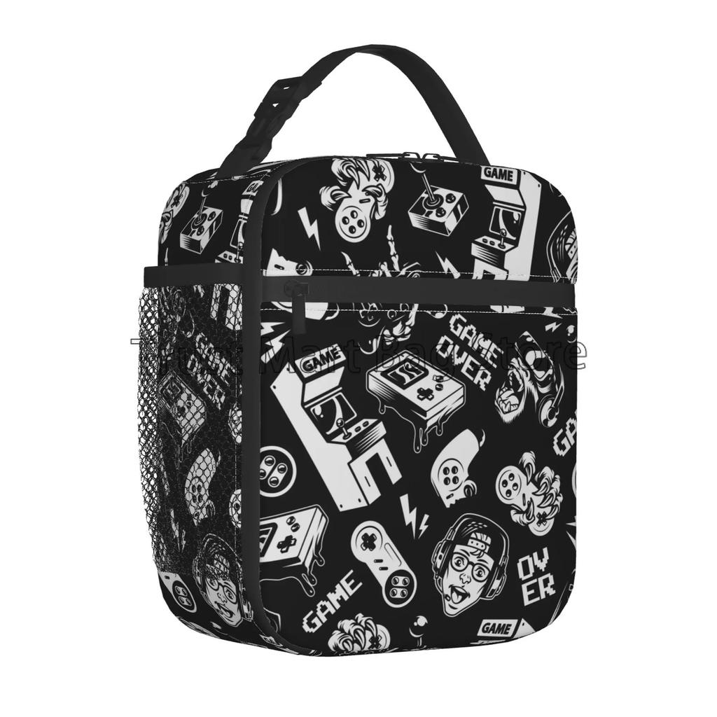 Video Game Controller Insulated Lunch Box Gamepad Waterproof Portable Thermal Bento Lunch Bag for School Travel Picnic Beach