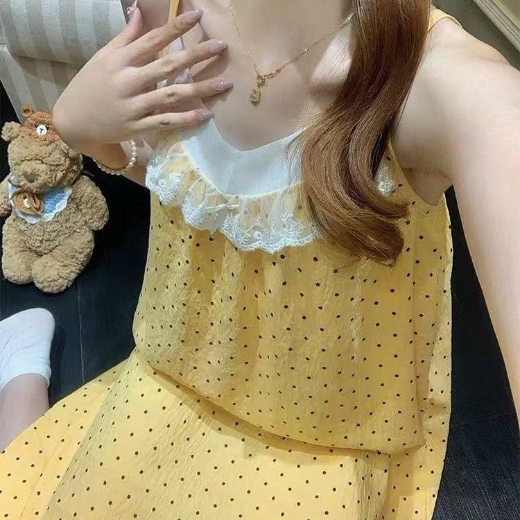 [With chest pad] Pure desire girl nightdress with chest pad summer women's pajamas, new models can be worn outside casual loungewear