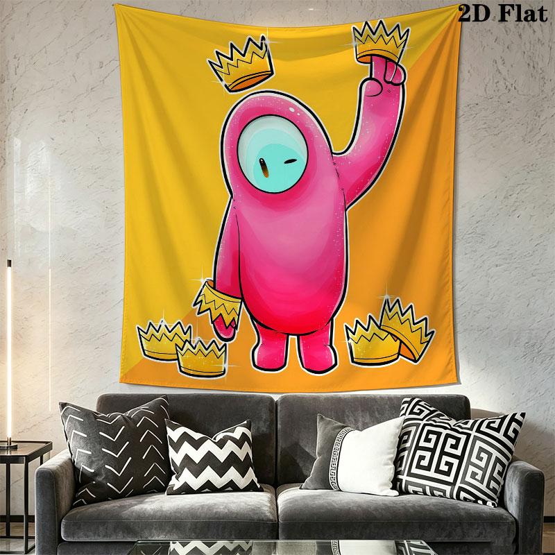 Fall Guys Wall Tapestry Aesthetic Wall Hanging Printed Fabric Blanket Decorative Tapestries for Bedroom Living Room Home Decor